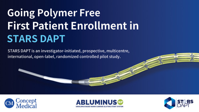 Concept Medical Announces First Patient Enrollment in STARS DAPT Randomized Clinical Trial Evaluating Abluminus NP Polymer-Free DES