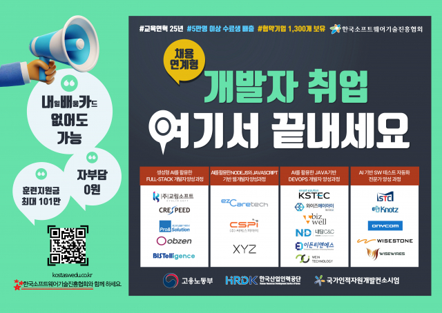 한국소프트웨어기술진흥협회 ‘AI 기반 SW 개발자 교육과정’ 모집… 훈련비 전액 국비·훈련수당 지원